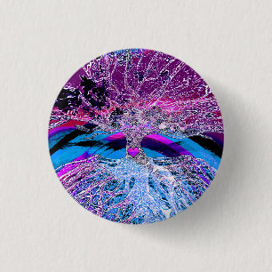 Tree of Life Hear in Purple and Blue w/ Rainbow 3 Cm Round Badge