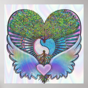 Tree of Life, Heart, Angel Wings, Yin Yang Poster