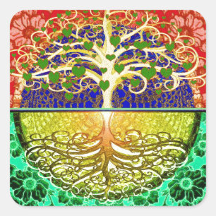 Tree of Life Heart Square Sticker
