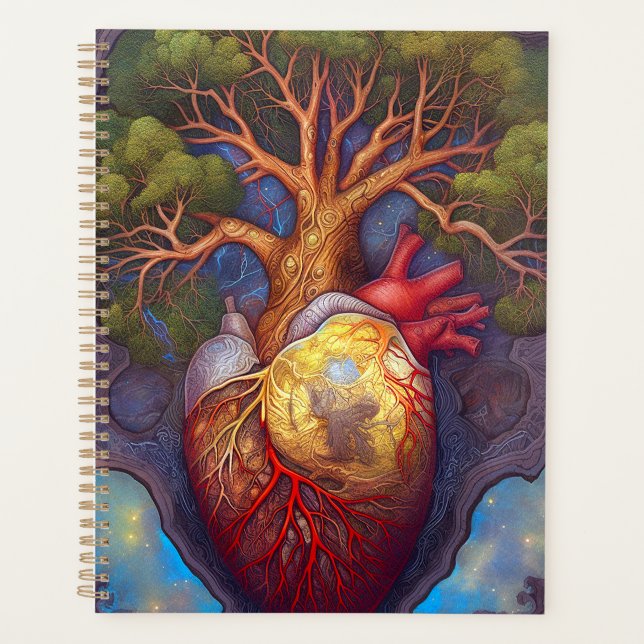Tree Of Life Heart Surreal Nature Art Planner (Front)