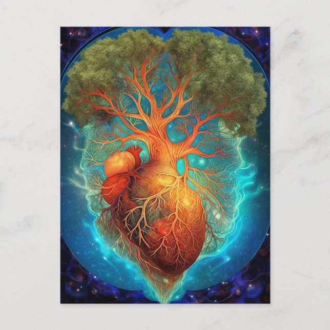 Tree Of Life Heart Surreal Nature Art Postcard (Front)