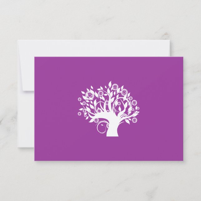 Tree of Life Hebrew Jewish Wedding RSVP Purple (Front)