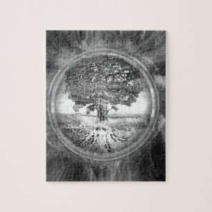 Tree of Life Hope Black White Jigsaw Puzzle