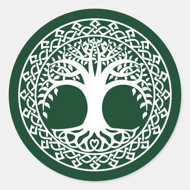 Tree of Life in a Celtic Circle pattern Classic Round Sticker (Front)