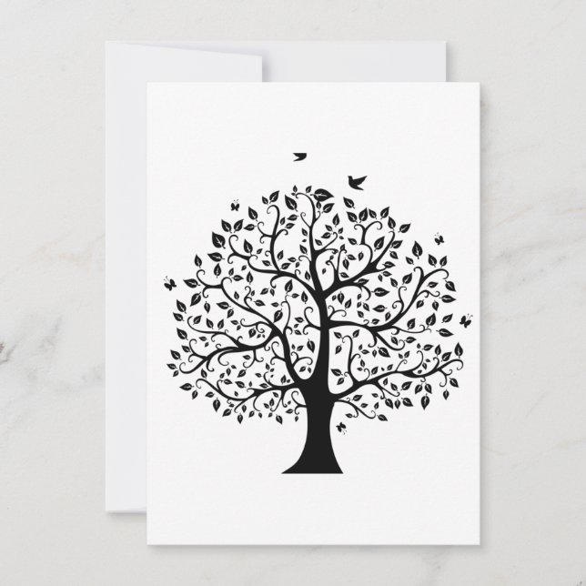 Tree of Life in Black and White Invitation (Front)