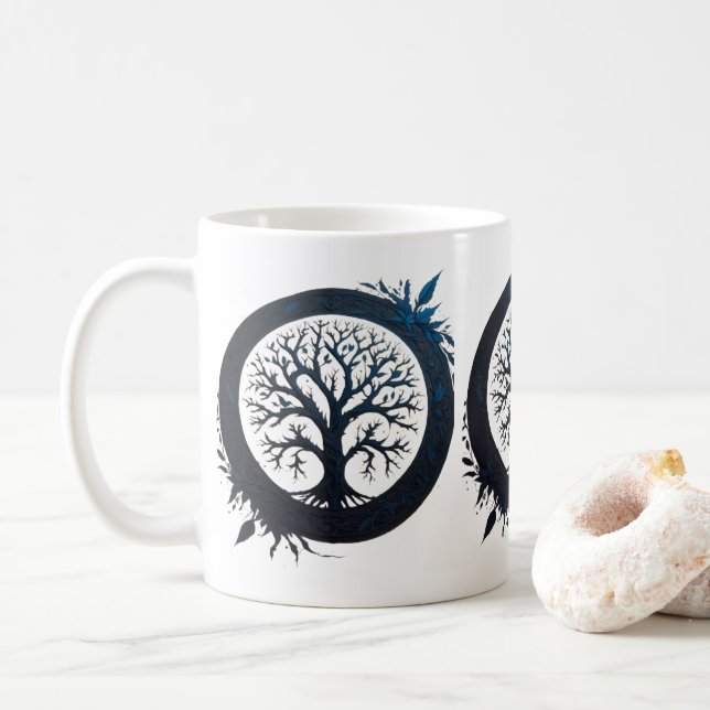 Tree of Life in Blue Coffee Mug (With Donut)