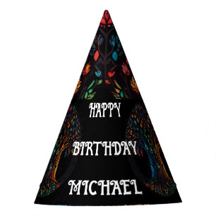 Tree of Life in full Stained Glass Mosaic Colour  Party Hat