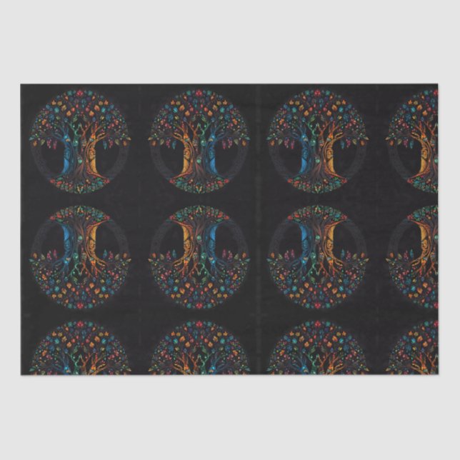 Tree of Life in full Stained Glass Mosaic Colour Tissue Paper (Front)