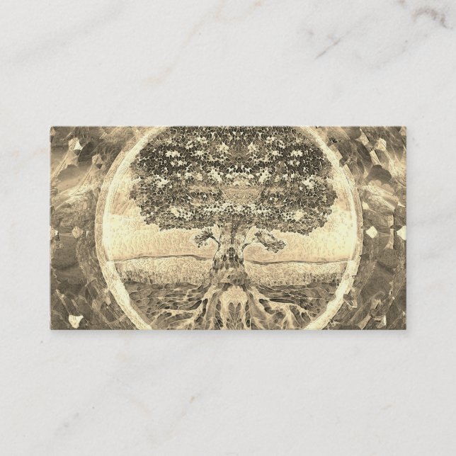 Tree of Life in Gold Colours Business Card (Front)