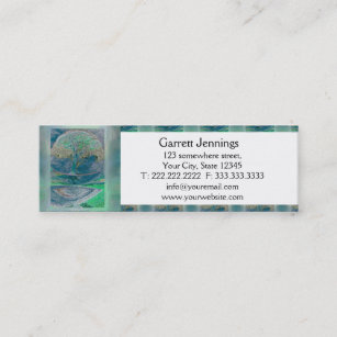 Tree of Life in Pale Green Colours Mini Business Card