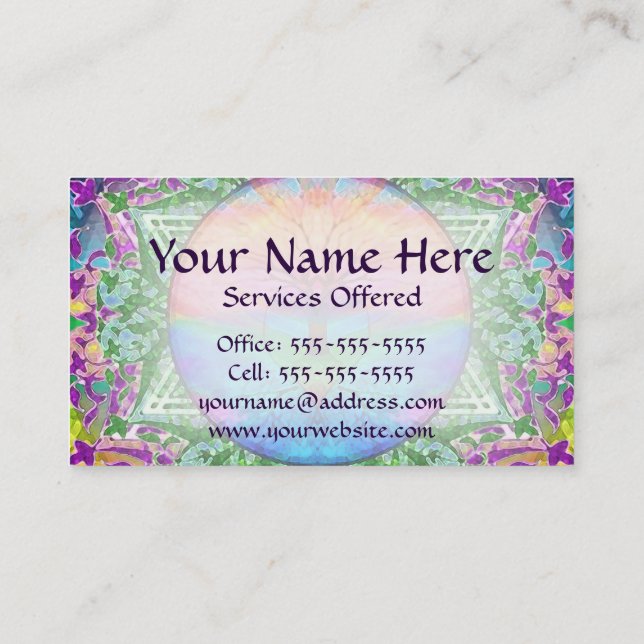 Tree of Life in Rainbow Colours Business Card (Back)