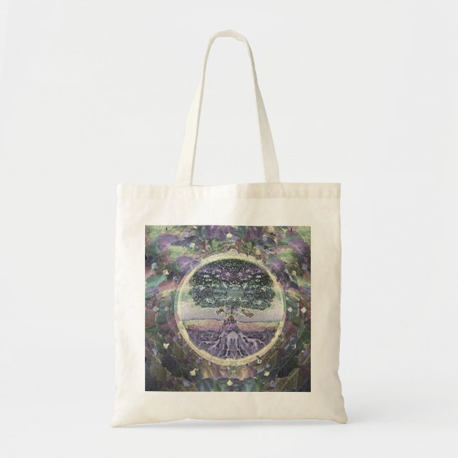 Tree of Life in Rainbow Metal Colours Tote Bag (Front)