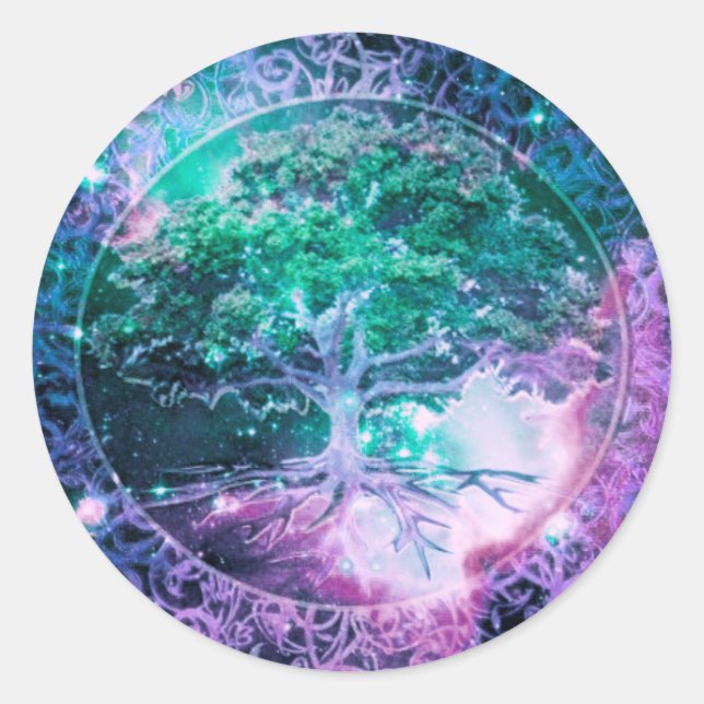 Tree of Life in Space Classic Round Sticker (Front)