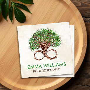 Tree of Life - Infinity - Green Leaves Square Business Card