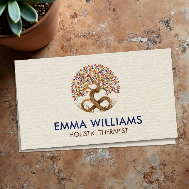 Tree of Life - Infinity - Rainbow/Chakra Leaves  Business Card (Creator Uploaded)