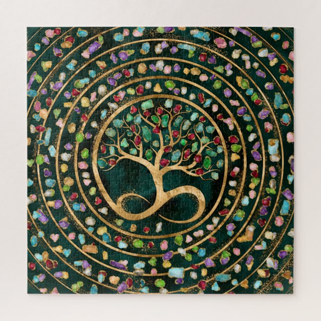 Tree of Life - Infinity Spiral - Colourful geodes Jigsaw Puzzle (Vertical)