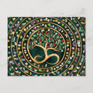 Tree of Life - Infinity Spiral - Colourful geodes Postcard