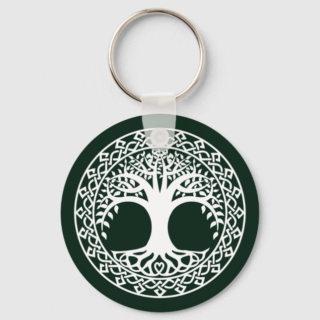 Tree of Life inside a Celtic Circle pattern Key Ring (Front)