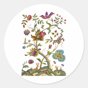Tree of Life Jacobean Embroidery Classic Round Sticker