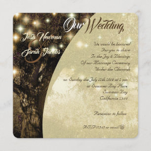 Tree of Life Jewish Night Lights wedding Invitation