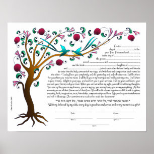 Tree of Life Ketubah, blank Poster