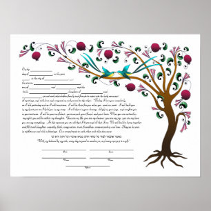 Tree of Life Ketubah & Vows in Jewel tones (R) Poster