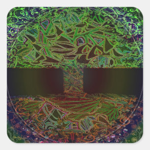 Tree of Life Knowingness Electric Coloured.jpg Square Sticker