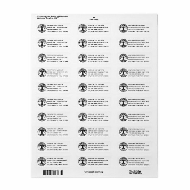 Tree of Life  Label Image on Left (Full Sheet)