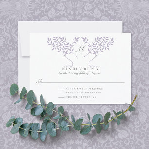 Tree of Life Lilac Leaves Wedding RSVP Card