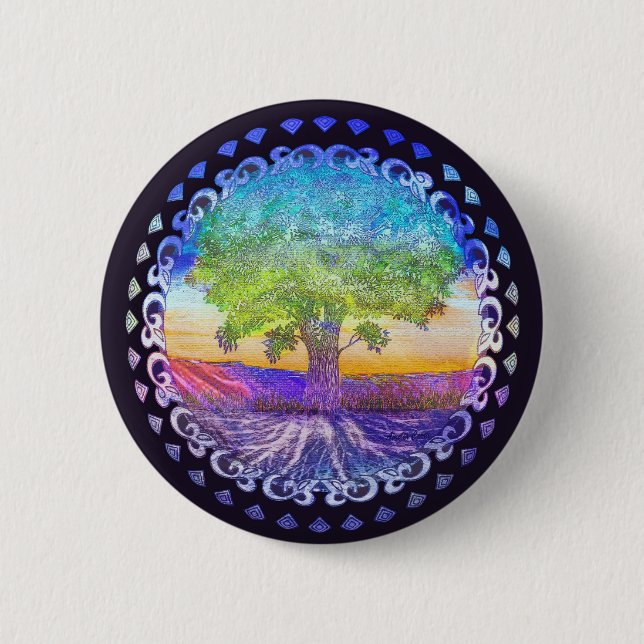 Tree of Life Love, Peace, Balance 6 Cm Round Badge (Front)