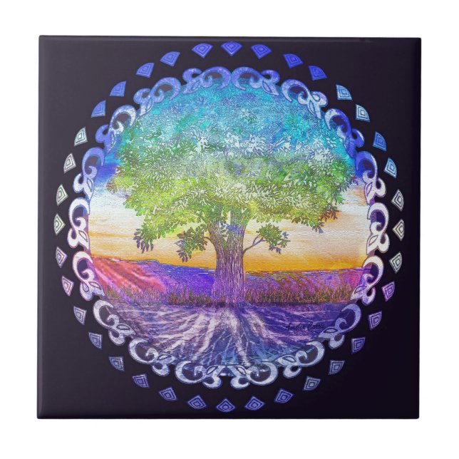 Tree of Life Love, Peace, Balance Tile (Front)