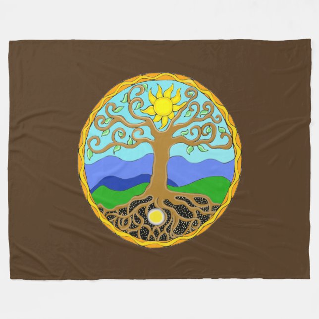 Tree of Life Mandala Fleece Blanket (Front (Horizontal))