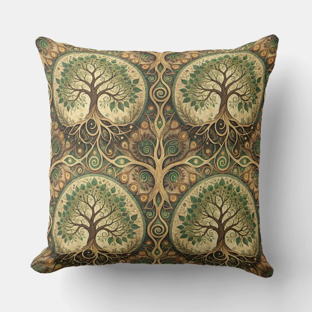 Tree of Life Mandala Spiritual Design Pattern Art Cushion (Front)