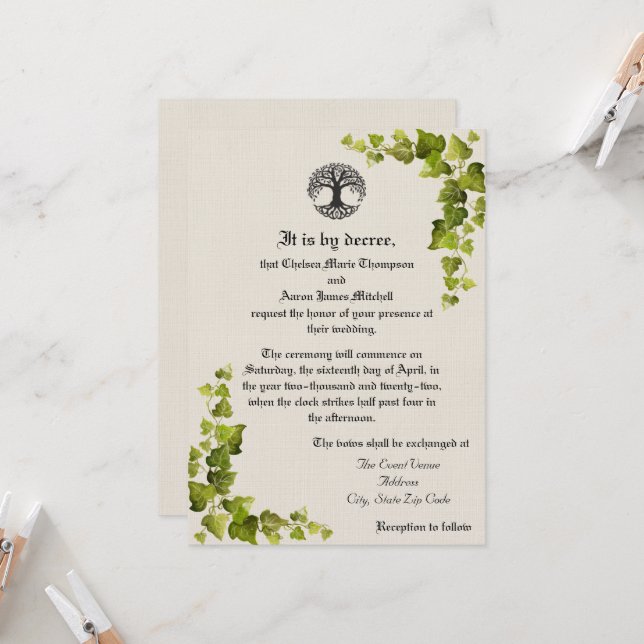 Tree of Life Mediaeval Invitation (Front/Back In Situ)