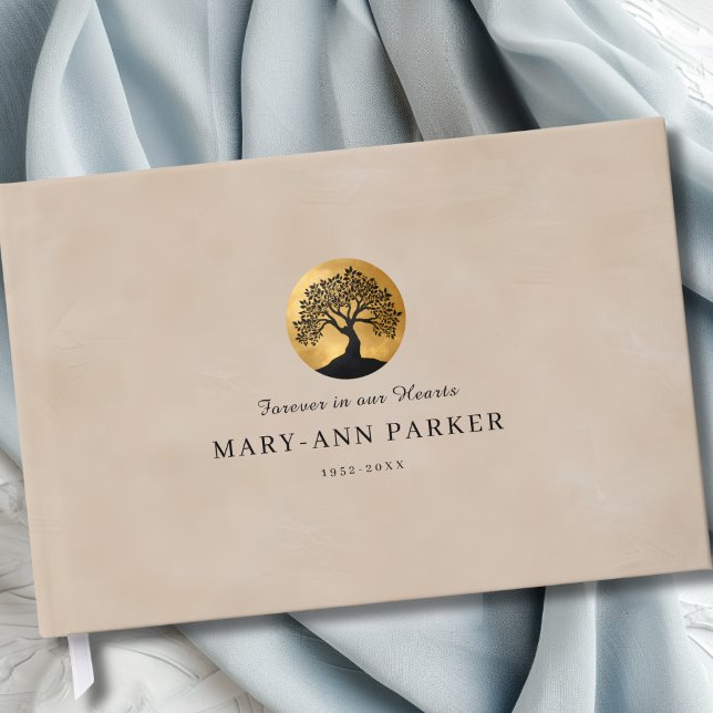 Tree of Life!  Memorial Beige Custom Guest Book (Tree of Life! Memorial Beige Custom Guest Book)
