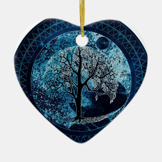 Tree of Life Midnight Sky Ceramic Tree Decoration (Front)