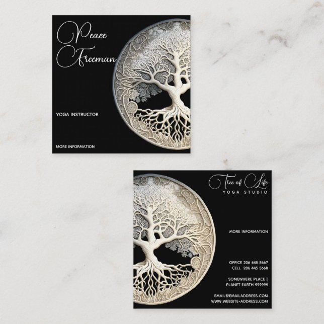 Tree of Life | Modern Square Business Card (Front/Back)