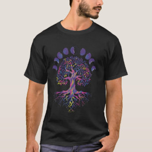 Tree of Life Moon Phases As Above So Below 60s 70s T-Shirt