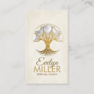 Tree of life - moons - gold and pearl business card