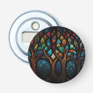 Tree of Life Mosaic Coloured leaves Stained Glass Bottle Opener