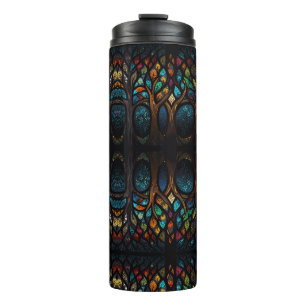 Tree of Life Mosaic Coloured leaves Stained Glass  Thermal Tumbler