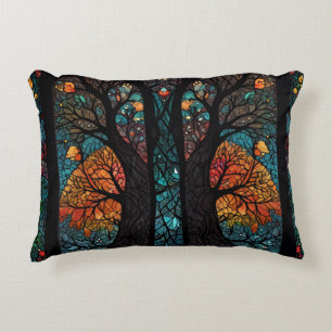 Tree of life mosaic stained glass effect decorative cushion
