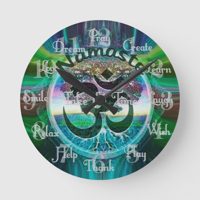 Tree of Life Namaste Round Clock (Front)