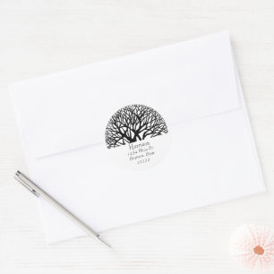 Tree of Life Name and address Classic Round Sticker