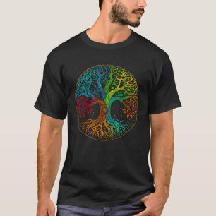 Tree of Life Nature Art Psychedelic Outdoor Rainbo T-Shirt