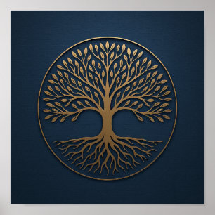 Tree of Life Navy Bronze Poster