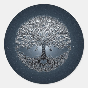 Tree of Life Nova Blue Classic Round Sticker