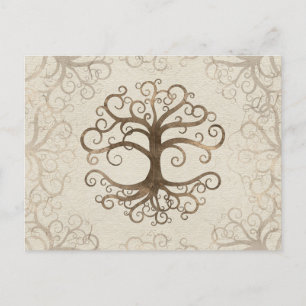Tree of life Pastel Gold on Canvas Holiday Postcard