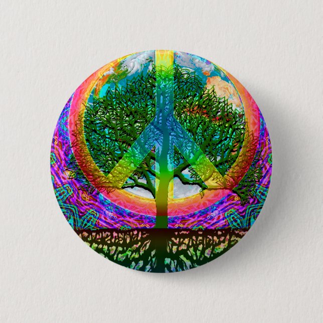 Tree of Life Peace 6 Cm Round Badge (Front)