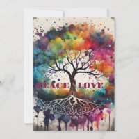 TREE OF LIFE. Peace, Love (editable) Card